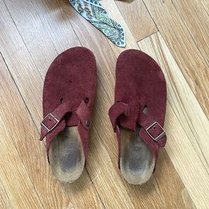 BIRKENSTOCK Burnt Orange Suede Boston Clog Sandals